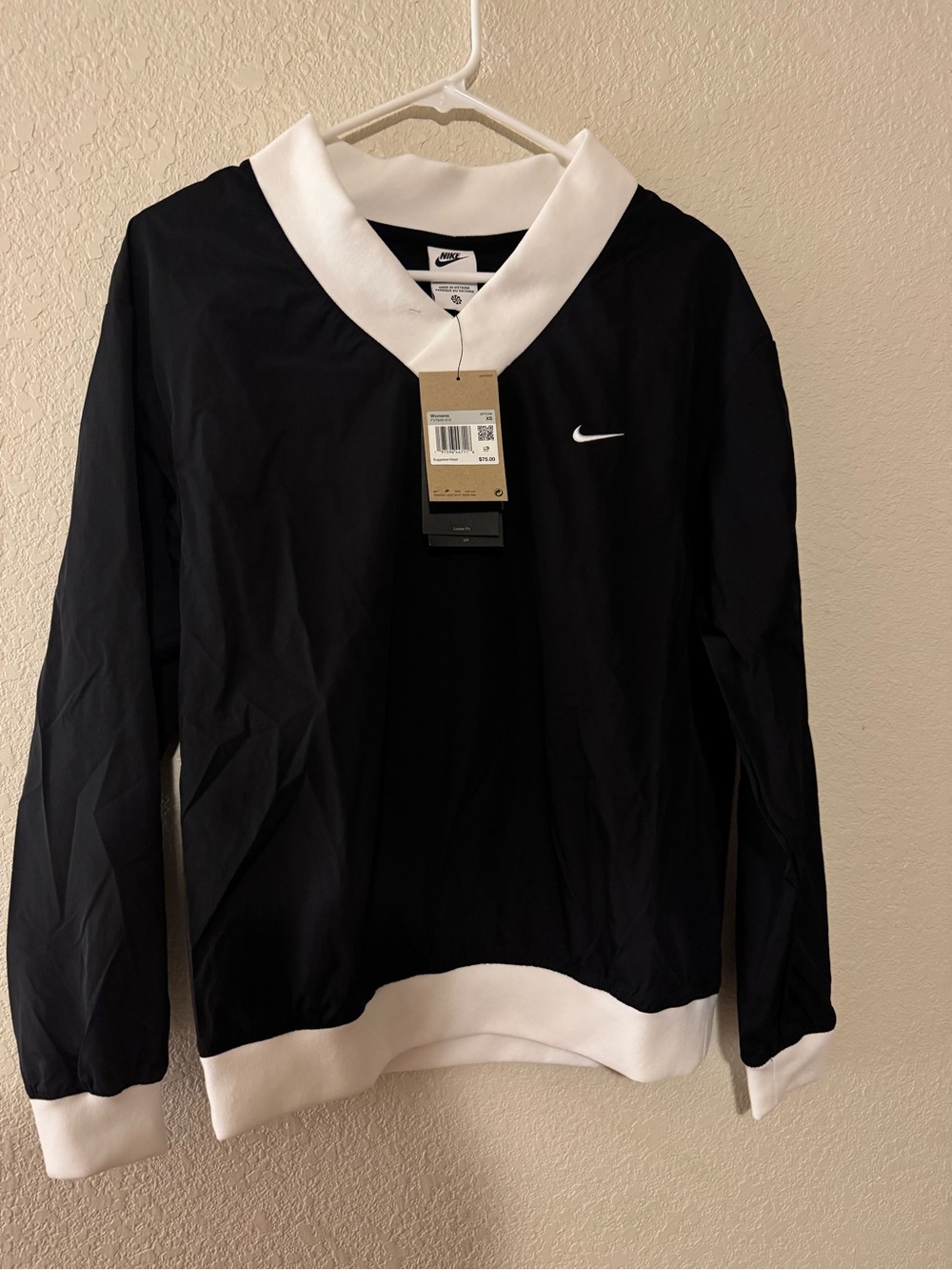 Nike Black Pullover with White Collar and Embroidered Swoosh